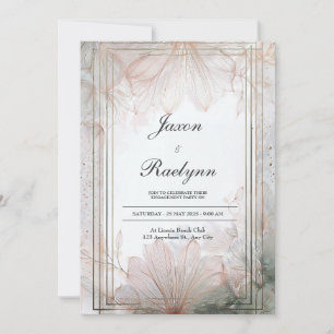 Invitation Fleur de mariage en ligne d'art en or rose éthéré