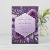 Invitation Fleur de mariage Ombre de Prune (Debout devant)