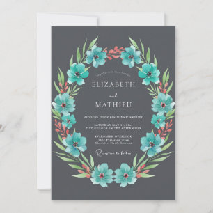 Invitation Fleur de mariage Teal Flourish