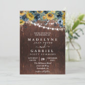 Invitation Fleur de mariage tournesol d'automne d'hiver Rusti (Debout devant)