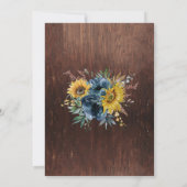 Invitation Fleur de mariage tournesol d'automne d'hiver Rusti (Dos)