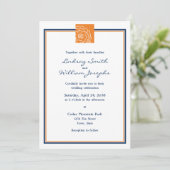 Invitation Fleur de Marigold orange et Mariage bleu (Debout devant)