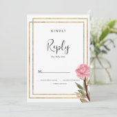 Invitation Fleur de menthe rose or blanc géométrique RSVP (Debout devant)