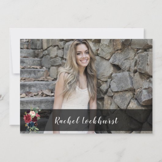 Invitation Fleur de Merlot de la marine s'évanouit (Dos)