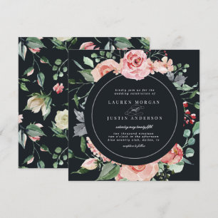 Invitation fleur de minuit élégante florale carrée Mariage