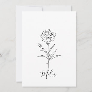 Invitation Fleur de naissance de l'oeillet de janvier personn
