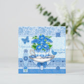 Invitation Fleur de naissance et Gem Septembre Teup Card (Debout devant)