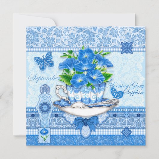 Invitation Fleur de naissance et Gem Septembre Teup Card (Devant)