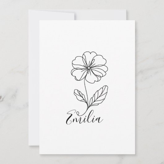 Invitation Fleur de naissance personnalisée de février primev (Devant)