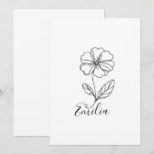 Invitation Fleur de naissance personnalisée de février primev (Devant / Derrière)