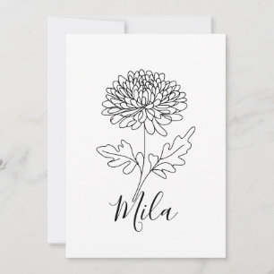 Invitation Fleur de naissance personnalisée de novembre Chrys