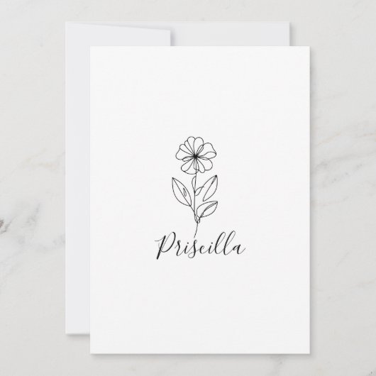 Invitation Fleur de naissance personnalisée février violette (Devant)