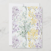 Invitation Fleur de naissance violette lavande verte jaune (Dos)