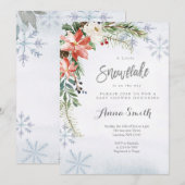 Invitation Fleur de neige L'hiver est sur le chemin baby show (Devant / Derrière)