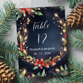 Invitation Fleur de Noël bleu rouge : numéros de tableau