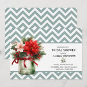 Invitation Fleur de Noël | Fête des mariées de Noël (Devant / Derrière)