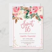 Invitation Fleur de Noël hiver Aquarelle photo Sweet 16 (Devant)