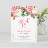 Invitation Fleur de Noël hiver Aquarelle photo Sweet 16 (Debout devant)