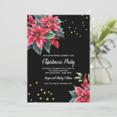 Invitation Fleur de Noël Poinsettia noire et rouge (Debout devant)