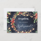 Invitation Fleur de Noël rouge bleu vert wreathe (Devant)