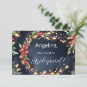 Invitation Fleur de Noël rouge bleu vert wreathe (Debout devant)