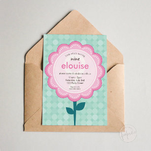 Invitation FLEUR DE PAISY moderne vintage jolie anniversaire 