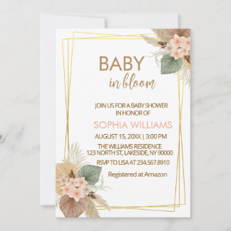 Invitation Fleur de Pampas Bébé en Fleur Baby Shower