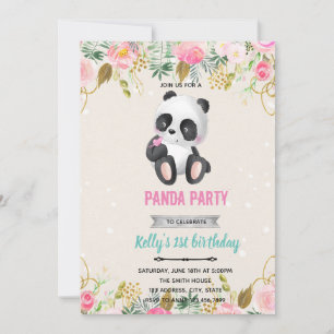Invitation fleur de panda fille