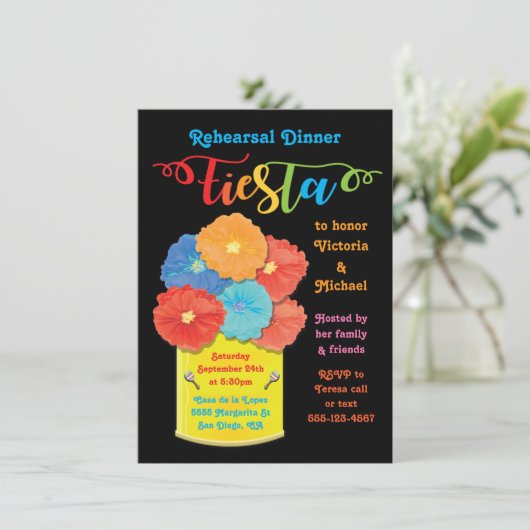 Invitation Fleur de papier Can Fiesta Dîner de répétition (Debout devant)