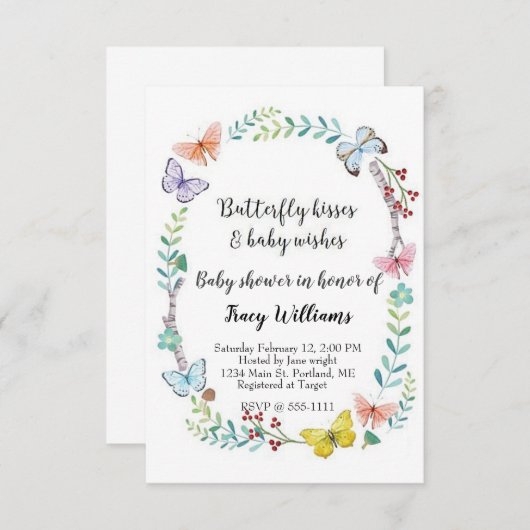 Invitation Fleur de papillon (Devant / Derrière)