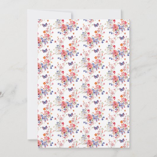 Invitation Fleur de papillon d'été fête d'anniversaire (Dos)