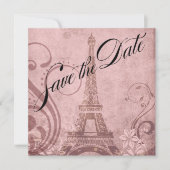 Invitation Fleur de Paris Tour Eiffel Save the Date | rose (Devant)
