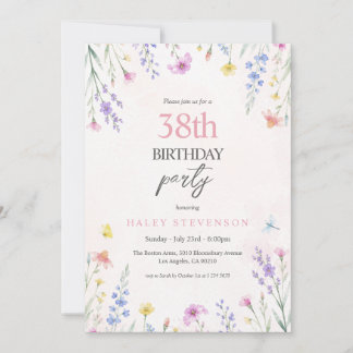 Invitation Fleur de pastel de fleurs sauvages aquarelle pour