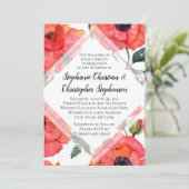 Invitation Fleur de pavot Aquarelle rouge Floral élégant mari (Debout devant)