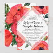 Invitation Fleur de pavot Aquarelle rouge Floral élégant mari (Devant / Derrière)