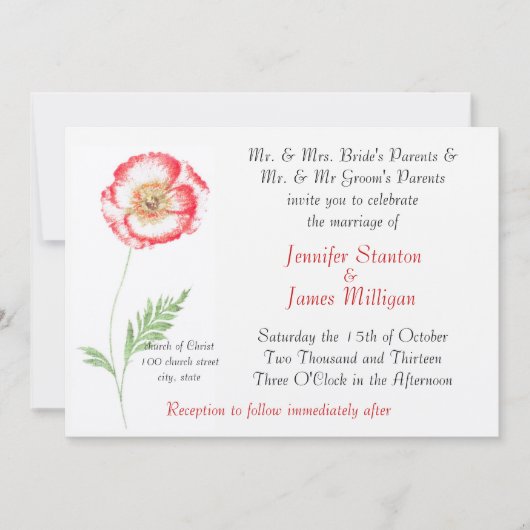 Invitation Fleur de pavot sauvage (Devant)