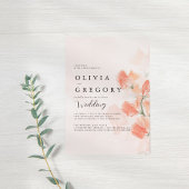 Invitation Fleur de Pêche Simple Mariage élégant