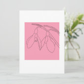 Invitation Fleur de perce-neige rose et noire (Debout devant)