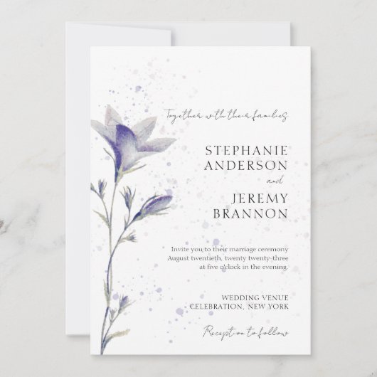 Invitation Fleur de périphérie simple aquarelle (Devant)