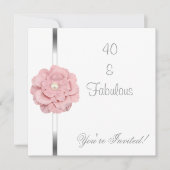 Invitation Fleur de perle blanche rose Incroyable 40e anniver (Devant)