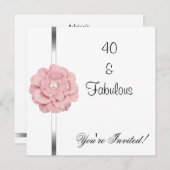 Invitation Fleur de perle rose blanche Fabuleux 40e anniversa (Devant / Derrière)