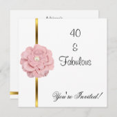 Invitation Fleur de perle rose blanche Fabuleux 40e anniversa (Devant / Derrière)
