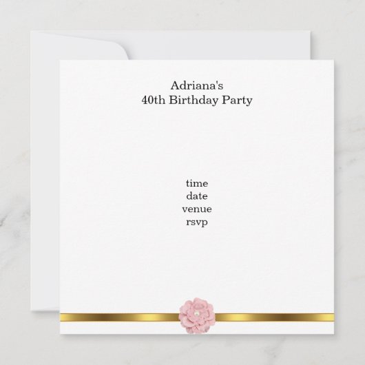 Invitation Fleur de perle rose blanche Fabuleux 40e anniversa (Dos)