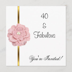 Invitation Fleur de perle rose blanche Fabuleux 40e anniversa