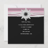 Invitation Fleur de perle rose noire blanche pour 40e anniver (Dos)
