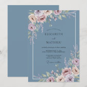 Invitation Fleur de Pervenche Mariage Fleurissant (Devant / Derrière)