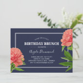 Invitation Fleur de pivoine Anniversaire Brunch Bleu (Debout devant)