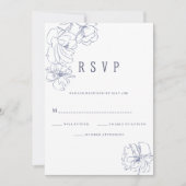 Invitation Fleur de pivoine blanche foncée simple RSVP (Devant)