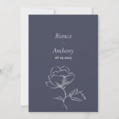 Invitation Fleur de pivoine blanche foncée simple RSVP (Dos)