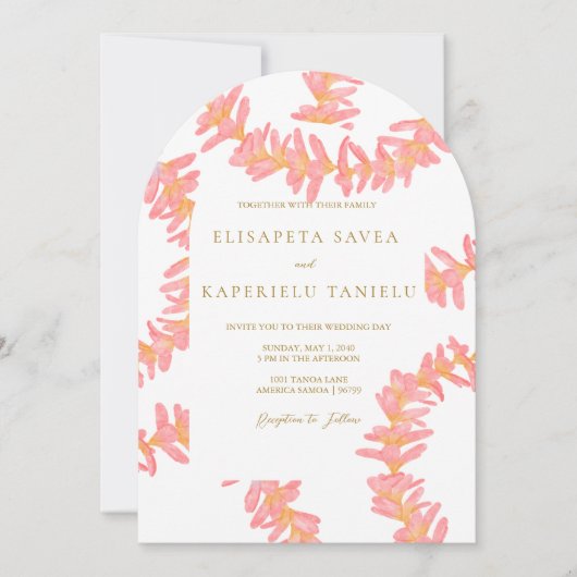 Invitation Fleur de Plumeria Rose (Devant)